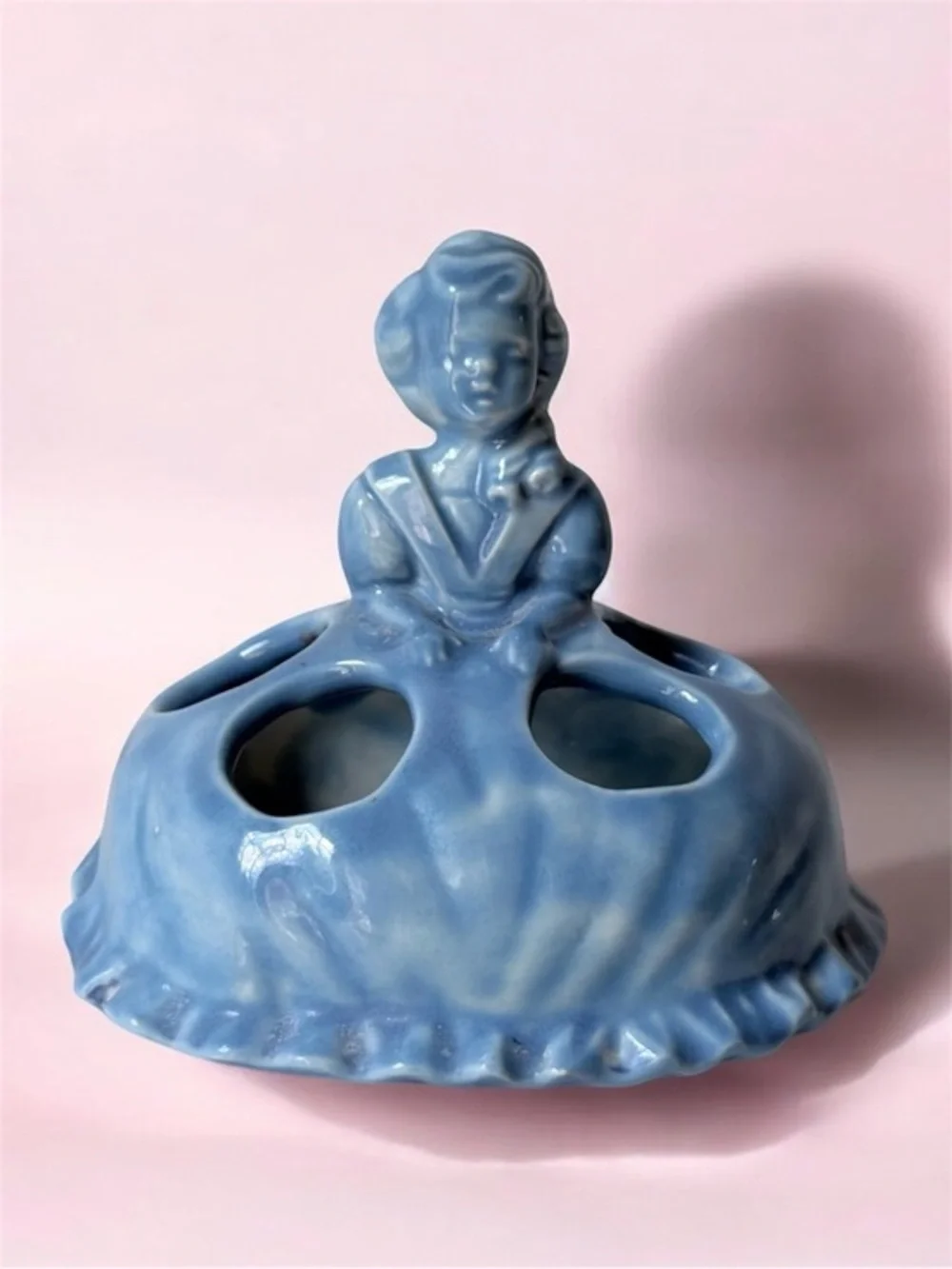 Vintage ceramic Victorian lady lipstick holder